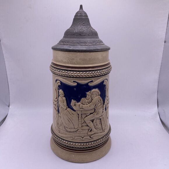 Vintage Stoneware German Beer Stein With lid 1/2L - Picture 3 of 16